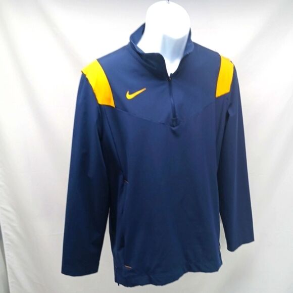 Nike Blue and Yellow Athletic Quarter-Zip Shirt-Jacket Mens Small - Picture 2 of 9